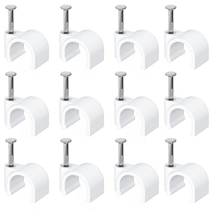 Jadaol 10mm Wide Design Cable Clips with Nails for Round Ethernet Cables, Cord Clips for Wall, Nail-in Wire Tacks for Cat5/Cat6/Cat7 RJ45 Cable, Coaxial, TV, Speaker, Electrical Wire, 100 Pack - size: 10mm - Wide Design