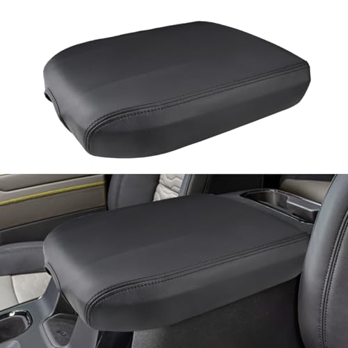 INTGET Center Console Cover for 2026 Chevy Silverado & GMC Sierra Accessories 2019 2020 2021 2022 2023 2024 2025 Leather Armrest Lid Arm Rest Box Protector (Black Stitches, Bucket Seat 19-24) - color: Black Stitches, size: Bucket Seat 2019-2024 Silverado-
