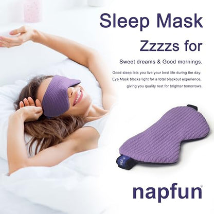 napfun Neck Pillow for Travel with Travel Pouch, Sleep Mask & Earplugs, Memory Foam Airplane Pillow for Headrest Sleep with Eyeshades, Plane Essentials with Eye Blindfold, Light Purple Striped Kit - color: Light Purple Striped Kit
