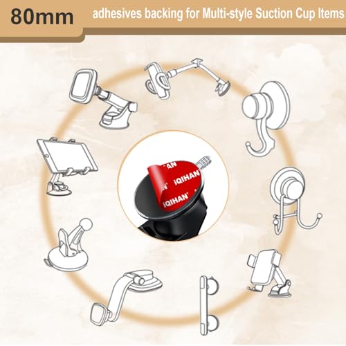 Extra Strong Adhesive Sticker Pads for Car Phone Mounts - 6pcs Double-Sided Very High Bond Circle Tape, 80mm (3.15") Round Sticky Replacement for Suction Cup Itmes Car Dashboard Dash Camera GPS