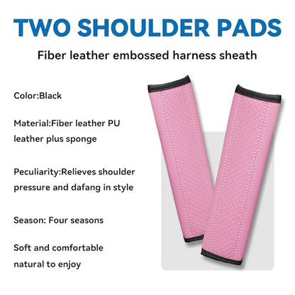2PCS Car Seat Belt Cover, Soft Shoulder Strap Covers Harness Pads, Safety Leather Seatbelt Comfort Driving Cushion Protect Your Shoulder and Neck Universal for Car, SUV,Truck (Pink) - color: Pink