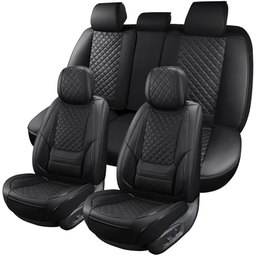 Leather Car Seat Covers Full Set Breathable Automotive Seat Covers Waterproof Seat Protectors Universal Fit for Most Automotive Cars SUV Trucks Van (Black, Full Set) - color: Black4, size: Full Set