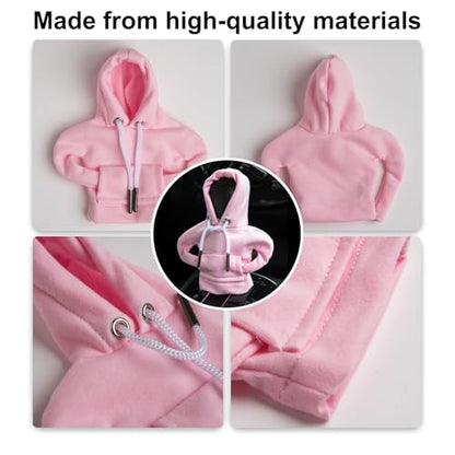2Pcs Car Shift Knob Hoodie,Gear Shift Hoodie,Funny Sweater Hoodie for Gearshift,Automotive Interior Accessories（Red and Black） - color: 1*Red+1*Black