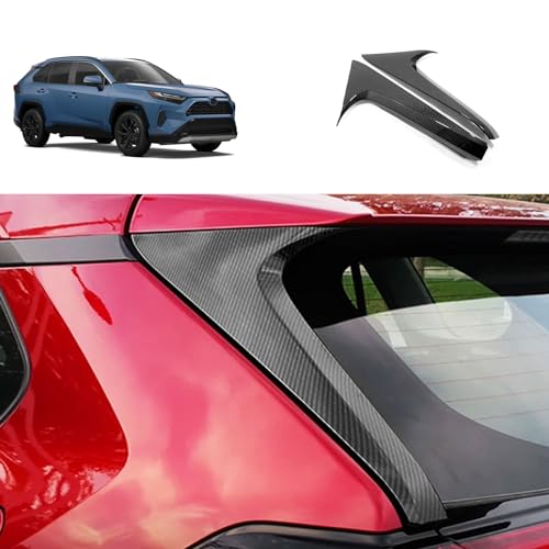 Rear Window C Pillar Side Wing Triangle Cover Trim Compatible with Toyota RAV4 2025 2024 2023 2022-2019 Exterior Car Accessories ABS 2PCS(Carbon Fiber Style) - color: Carbon Fiber Style