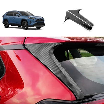 Rear Window C Pillar Side Wing Triangle Cover Trim Compatible with Toyota RAV4 2025 2024 2023 2022-2019 Exterior Car Accessories ABS 2PCS(Carbon Fiber Style) - color: Carbon Fiber Style