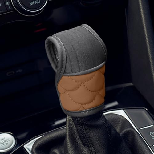 Car Gear Shift Knob Cover, Leather Stick Shifter Protector Sleeve, Breathable Car Gear Shift Cover, Universal Auto Decoration Accessory Fits Most Manual Automatic Vehicles (Orange) - color: Orange