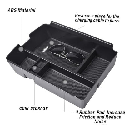 Center Console Organizer Tray Compatible with Atlas Accessories 2018 2019 2020 2021 2022 2023 Cross Sport Armrest Glove Box Secondary Storage Divider ABS Materials - Black Trim