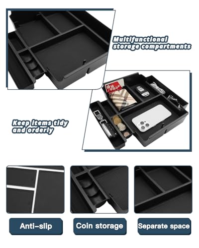 Ruiya 2026 GMC Yukon Denali Center Console Organizer Compatible with 2021-2026 Chevy Tahoe/Suburban(Premier/High Country) & Yukon/Yukon XL(Denali/Denali Ultimate)(Only Fit for Power Sliding Console) - color: 2021-2026 Chevy Tahoe/Suburban