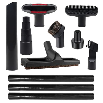 11 PCS Vacuum Accessories for Shop Vac Attachment, 2 1/2" to 1 1/4" and 1 7/8" to 1" Hose Adapter for Shop Vac, 1 1/4" 360 Degrees Swivel Vacuum Hard Floor Brush Flexible Crevice Tool - size: 11 Pack