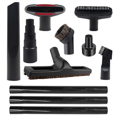 11 PCS Vacuum Accessories for Shop Vac Attachment, 2 1/2" to 1 1/4" and 1 7/8" to 1" Hose Adapter for Shop Vac, 1 1/4" 360 Degrees Swivel Vacuum Hard Floor Brush Flexible Crevice Tool - size: 11 Pack