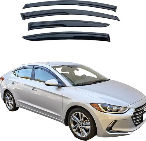 Tape On Window Visors Rain Guards Compatible with Hyundai Elantra 2017-2020,Smoke Tinted Side Window Vent Wind Deflectors Visors Shades for Elantra 17-20,Truck Accessories-4pcs - size: For 17-20 Elantra