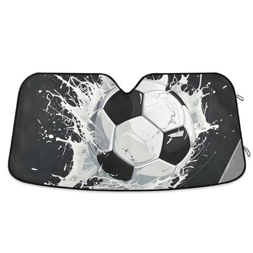 Windshield Sun Shade Soccer Ball Front Window Block UV Shades Visor Reflective Retractable for Car SUV Trucks, c539s1091 - color: F004