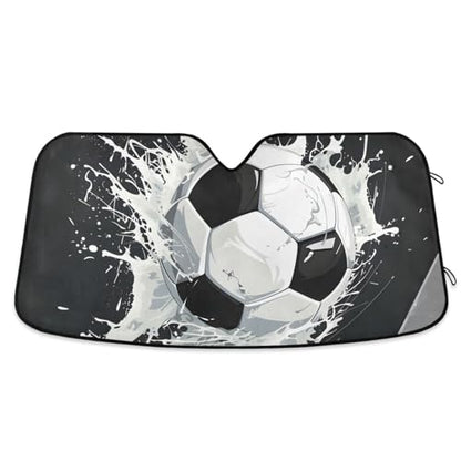 Windshield Sun Shade Soccer Ball Front Window Block UV Shades Visor Reflective Retractable for Car SUV Trucks, c539s1091 - color: F004