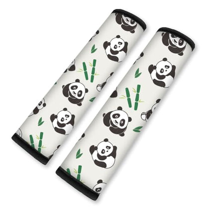 2Pcs Soft Auto Seat Belt Cover Pad Cute Cartoon Panda and Bamboo Print Car Seatbelt Shoulder Cushion for Comfortable Driving, Compatible with All Cars' Seatbelt and Backpack Straps - color: Panda