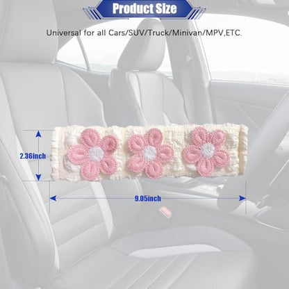 JDDRY 2PC Car Seat Belt Covers Pads,Seat Strap Pads,Auto Seat Belt Pad,Fit for Most Vehicles,Car Interior Accessories(Three Flower,Pink) - color: Three Flower-Pink