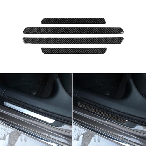 Real Carbon Fiber Interior Accessories Sticker Compatible with Audi A6 A6L 2012 2013 2014 2015 2016 2017 2018 Car Door sill Protection Decor Trim Decal Cover Black - color: Door Sill Protection Decor