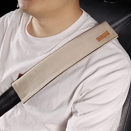 2 PCS Car Seatbelt Covers for Adults, Leather Seat Belt Cushion Shoulder Pad for Women, Car Accessories Protector for More Comfortable Driving (Apricot) - color: 03-Apricot