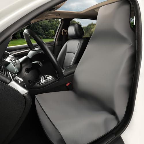 Waterproof Front Seat Covers Grey - Washable Front Car Seat Protectors with Anti Slip Bottom - Durable Auto Seat Cushions Universal Fit for Vehicles Cars SUV Trucks - color: Front Seat Grey