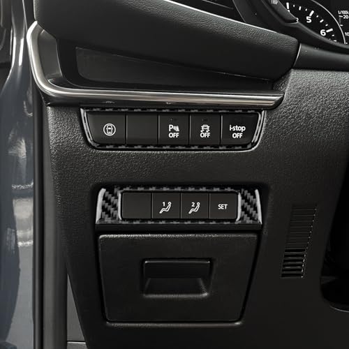 AIRSPEED Carbon Fiber for Mazda 3 Axela 2019-2025 Driver Side Center Console Button Frame Cover Interior Trim Accessory, Black - color: Driver Side Button Frame