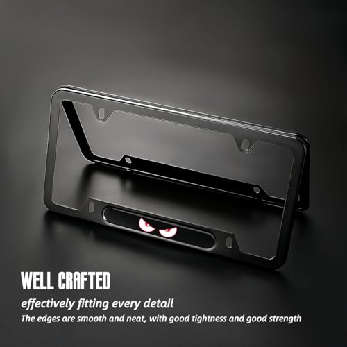 2 Pcs Black License Plate Frames License Plate Covers Eye Pattern Metal Aluminum Material Screw caps Cover Set - color: EYE