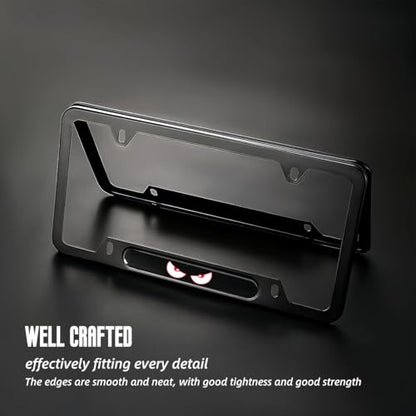 2 Pcs Black License Plate Frames License Plate Covers Eye Pattern Metal Aluminum Material Screw caps Cover Set - color: EYE