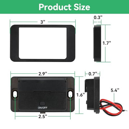 2 Pack 78W 12V USB Outlet Panel Wall Mount with Blue Voltmeter Dual 36W PD & Dual 18W QC3.0 Car USB Port Lightweight 12V USB Charger with ON/Off Switch - size: Pack of 2