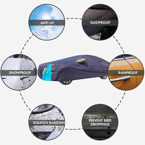 Car Cover Waterproof All Weather, 6 Layers Outdoor Full Exterior Cover Rain Sun UV Snowproof Protection with Zipper Cotton, Mirror Pocket for Chrysler Voyager - style: Chrysler Voyager