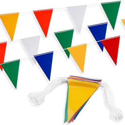 Safety Banner Flags, Perimeter Warning Flag Line, For Flagging Construction/Traffic Barrier/Parking Lot/Rooftop/Party & Special Events Multicolor 7" X 10" Pennants On 50' String - color: 50 FT