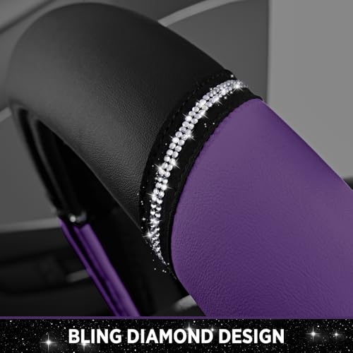 Road Comforts Leather Steering Wheel Cover - Made with PVC Leather - Anti-Slip, Universal Fit 14 1/2 inches to 15 inches - Purple - color: Purple