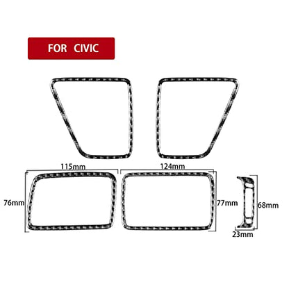 Real Carbon Fiber Dashboard Both Sides Air Vent Outlet Frame Sticker Interior Trim Accessories Compatible with Honda Civic 9 Coupe/Sedan 2013 2014 2015 Black - Kit - color: Dashboard Both Sides Air Vent Outlet Frame - Kit