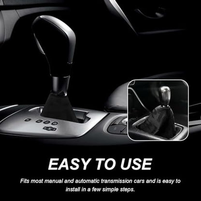 Car Shift Boot Cover, Fabric Shifter Lever Knob Boot Dustproof Cover with Stitch, Manual Automatic Speed Shifter Boots Gear Gaiter for Most Vehicles, Car Accessories (Black) - color: Black