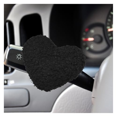 Cute Heart Car Wiper Shift Handle Decoration, Soft Plush Automotive Dashboard Ornament, Creative Vehicle Interior Steering Wheel Decorative Accessories Present for Men Women (Black) - color: Black
