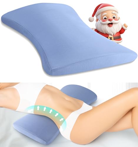 vamorry Lumbar Pillow for Sleeping, Lumbar Support Pillow for Bed for Back Pain Relief, Memory Foam Lower Back Pillow for Bed, Back Support Pillow for Side & Back Sleepers, Washable Cover - color: Blue