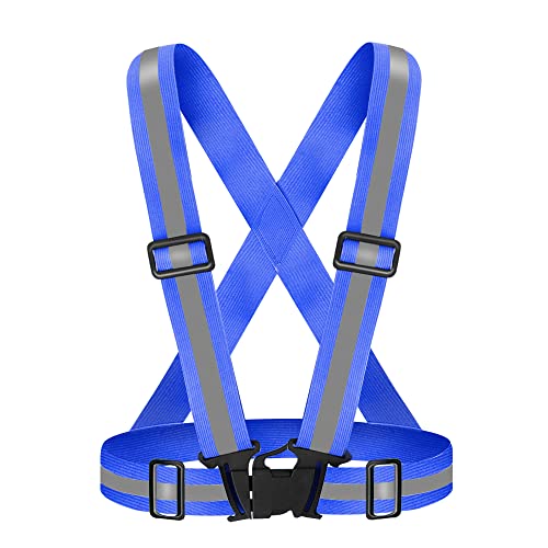 High Visibility Reflective Vest Safety Vest Running Reflective Gear Adjustable Reflective Vest for Walking,Jogging,Hiking,Night Cycling - color: Royal Blue