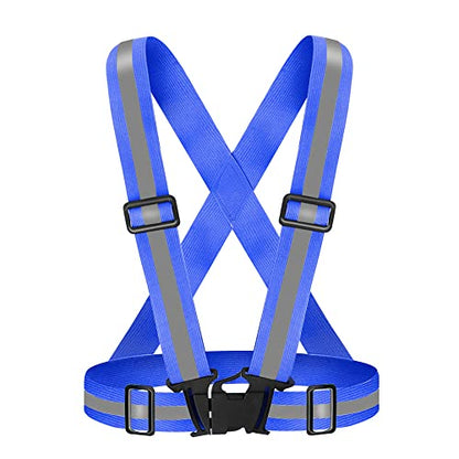 High Visibility Reflective Vest Safety Vest Running Reflective Gear Adjustable Reflective Vest for Walking,Jogging,Hiking,Night Cycling - color: Royal Blue