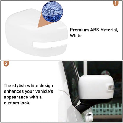 Moonlinks Compatible with Jeep Renegade Left Driver Side Mirror Cover Replacement 2015 2016 2017 2018 2019,White Left Side Clip-on Mirror Cap With Turn Signal Light Replaces for 5UW77TZZAA - color: Left White