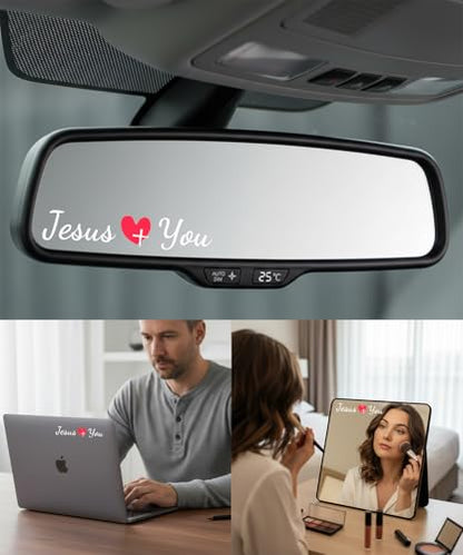 2 Pack Car Seat Strap Pads with 3 PCS Jesus Loves You Car Stickers, Universal Seatbelt Covers, Christian Car Decals for Women and Men - color: Jesus Loves You