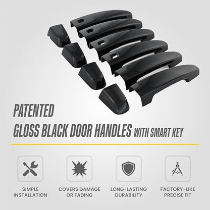 Trim Illusion Chrome Delete Gloss Black Door Handle Covers for Chevrolet-(13-20 Impala, 16-25 Malibu, 18-24 Equinox, 18-23 Traverse, 19-26 Blazer), GMC-(17-23 Acadia, 18-24 Terrain) | US Patented