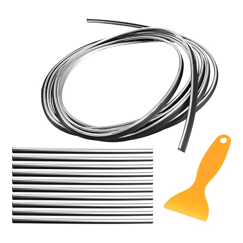 Motoforti Universal Car Air Conditioner Vent Outlet Trims, Interior Accessories, Car Decorative Filler Insert Strip Line, 5m 16.4ft, PVC, Silver Tone, 1 Set - color: Silver Tone