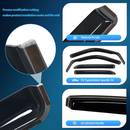 Nilight Window Rain Guards for Dodge Ram 2500 3500 Crew Cab 2019-2025 2026, Side Window Deflectors Vent Visors, Smoke Tint, Reduce Wind Noise, Car Wash Safe, 4PCS - size: RAM 2500 3500 2019-2026 Crew