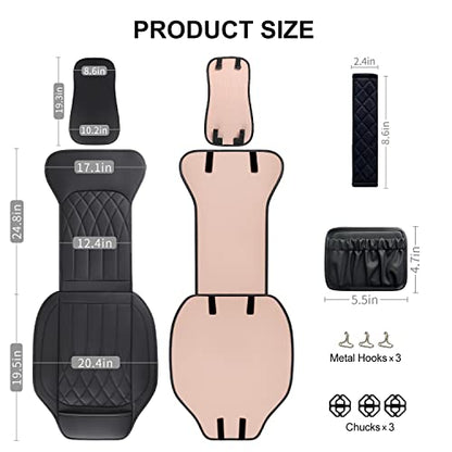 1 Pack Leather Front Car Seat Cover, Universal Sideless Car Seat Protector with Storage Pocket and Seat Belt Pad, Waterproof Automotive Seat Cover Cars Trucks SUV(Black) - color: front 1pcs black
