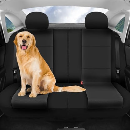 FH Group Car Seat Covers Three-Row 7 Seater Neoprene Waterproof Car Full Set Seat Covers, Airbag Ready and Split - Fit Most Car, Truck, SUV, & Van (Solid Black) - color: Black, style: 3 Row 7 Seater