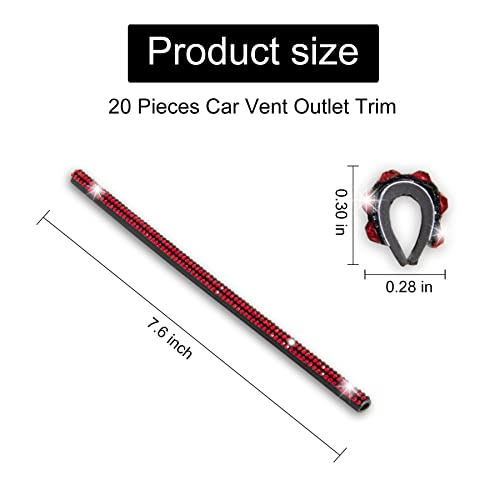 LivTee Bling Car Air Vent Outlet Moulding Trim, 10PCS Rhinestone PVC Diamond Car Interior Accessories, Red - color: Bling Red