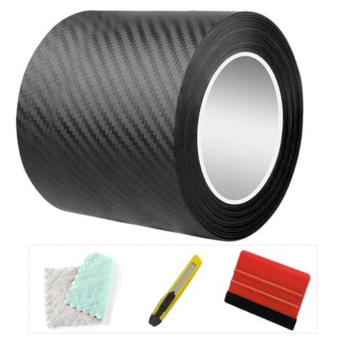 Carbon Fiber Vinyl Wrap for Cars Door Protector Edge Guards 0.6mm Thick 33ft Length Multi Width Options Universal Fit Hood Trunk Dashboard Motorcycle More (4In x 33Ft Plus) - size: 4In x 33Ft (0.6mm)