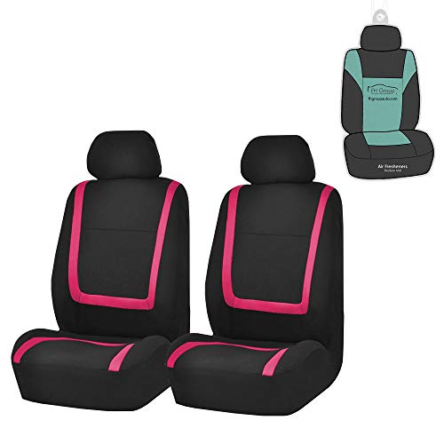 FH Group Front Seats Only Car Seat Covers Low Back - Unique Cloth Interior Accessories Car Seat Covers Pink Seat Cover Front Set - Universal Fit Cars Trucks SUV Car Seat Protector Accessories - color: Pink, size: Front Set