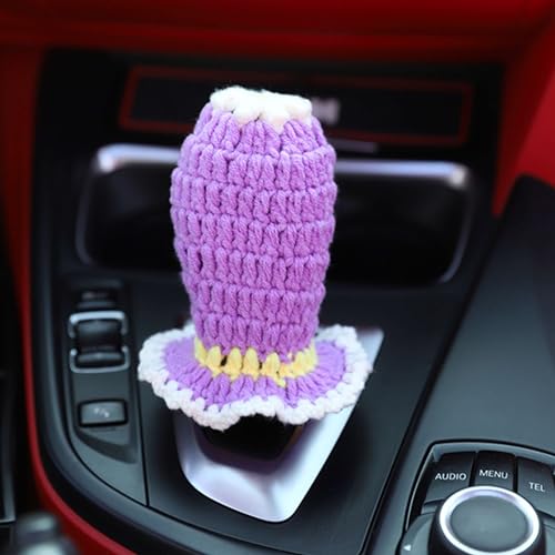 Crochet Shift Knob Cover, Universal Handcrafted Sunflower Boho Car Accessories for Women, Car Shift Boots Knobs Cover Automotive Interior Fits Car Truck SUV (49#SC) - color: 49#SC