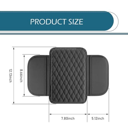 Car Center Console Cover, Leather Auto Arm Rest Cover with Side Storage Bags, Wear-Resistant Storage-Enabled Console Pad, Universal for Most Cars, Trucks and Vans (Black) - color: Black