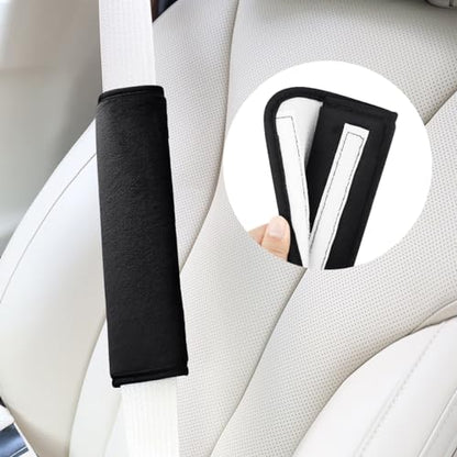 yuntop 2 PCS Car Seat Belt Pads Cover Soft Seat Belt Shoulder Pad Safety Belt Strap Shoulder Pad Comfortable Driving Compatible with Most Cars Helps Protect You Neck and Shoulder (Black) - color: Black
