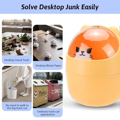 4 Pack Cute Mini Trash Can, Small Desk Trash Can with Lids, Countertop Garbage Cans with 300 Trash Bags, Kawaii Plastic Tiny Waste Bin for Bathrooms Kids Bedroom Kitchen Office Desktop - color: Style 1, 4Pcs