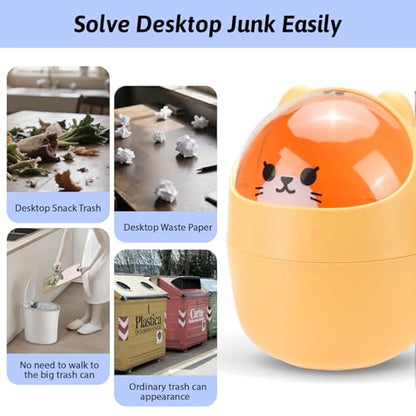 4 Pack Cute Mini Trash Can, Small Desk Trash Can with Lids, Countertop Garbage Cans with 300 Trash Bags, Kawaii Plastic Tiny Waste Bin for Bathrooms Kids Bedroom Kitchen Office Desktop - color: Style 1, 4Pcs